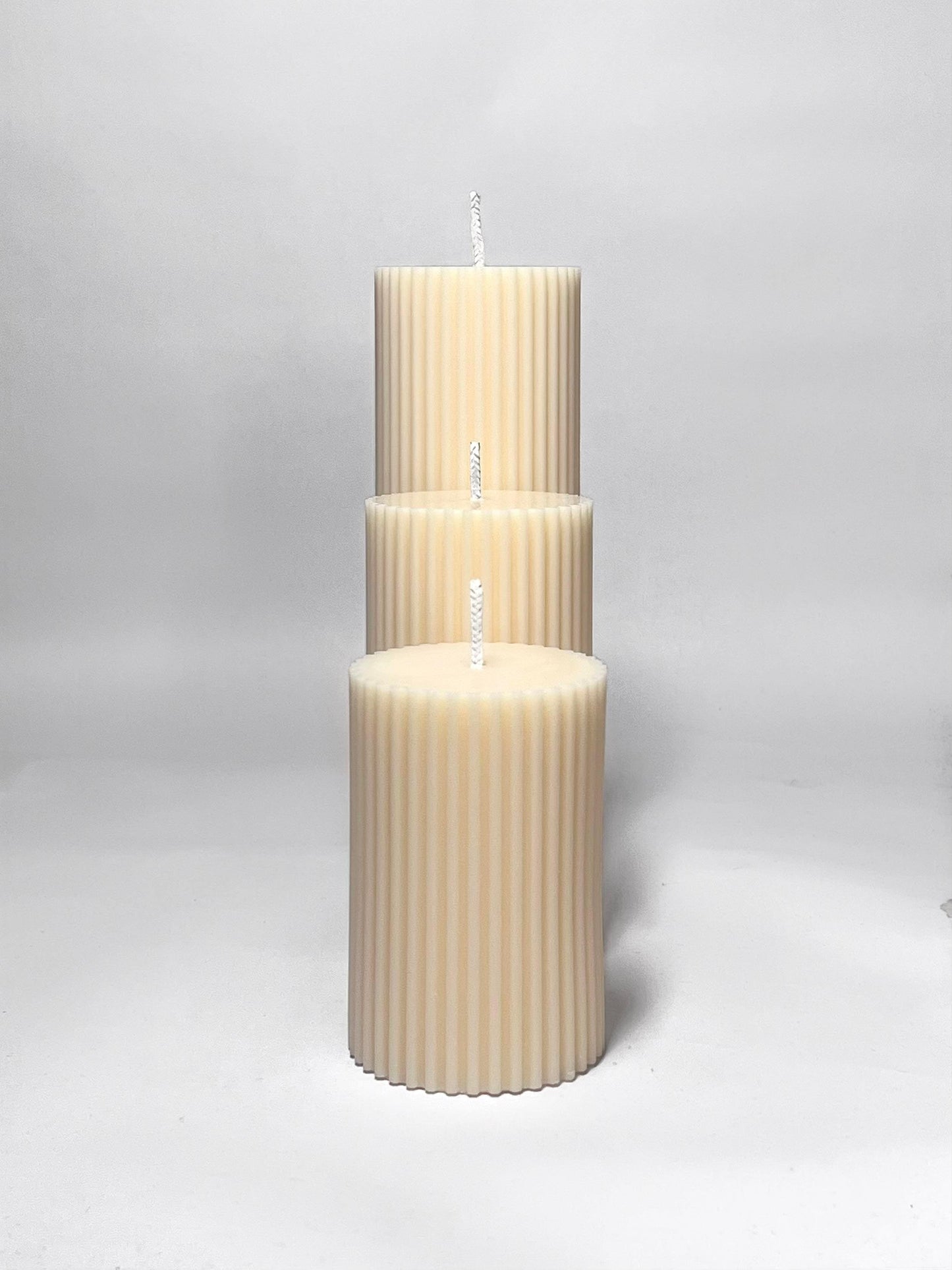 Ribbed Soy Wax Pillar Candles - Cream - Layla Loves